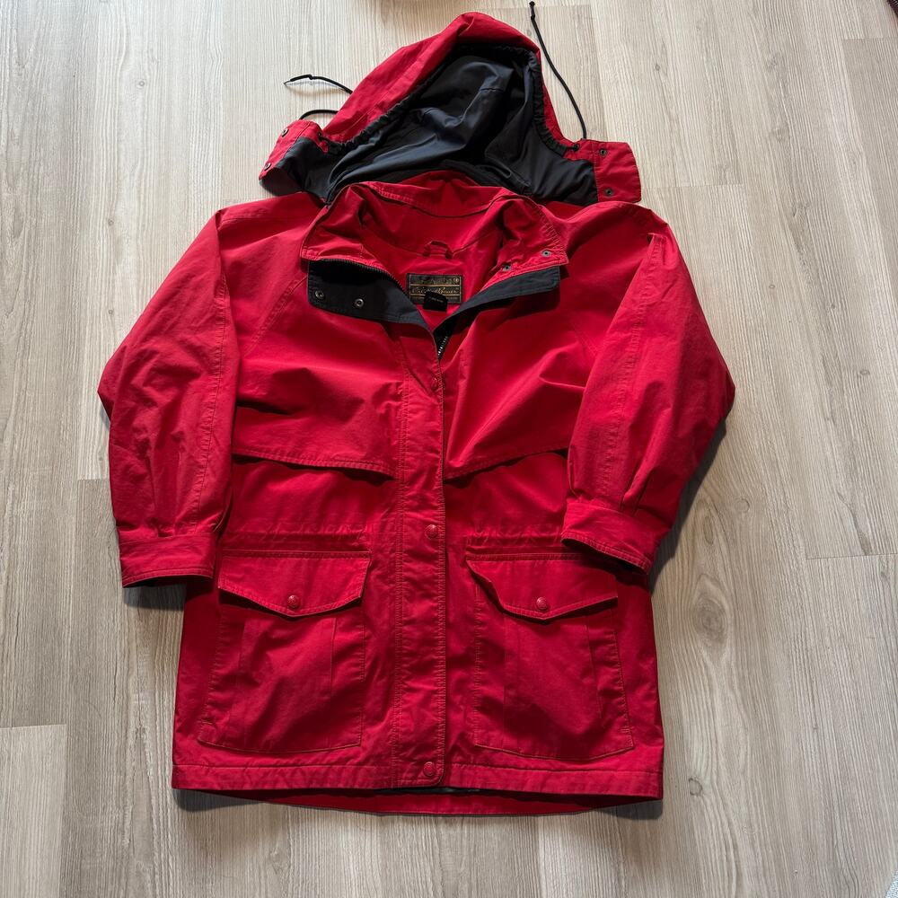 Men's Eddie Bauer Red Shell Windbreaker Zip Up Hooded Parka Jacket Sz Medium M